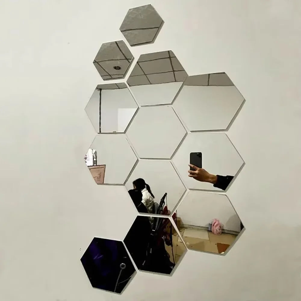 Hexagon Mirror Wall Stickers