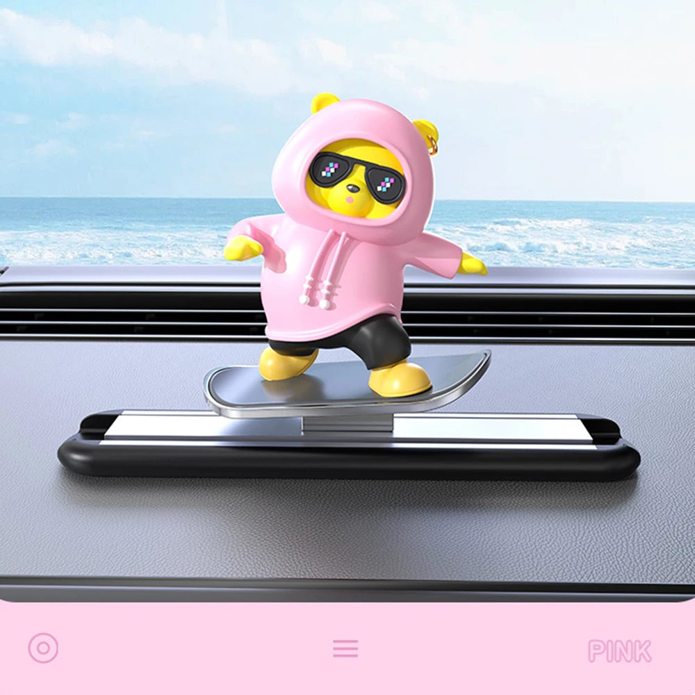 Decorative Skateboarding Bear for Car Dashboard