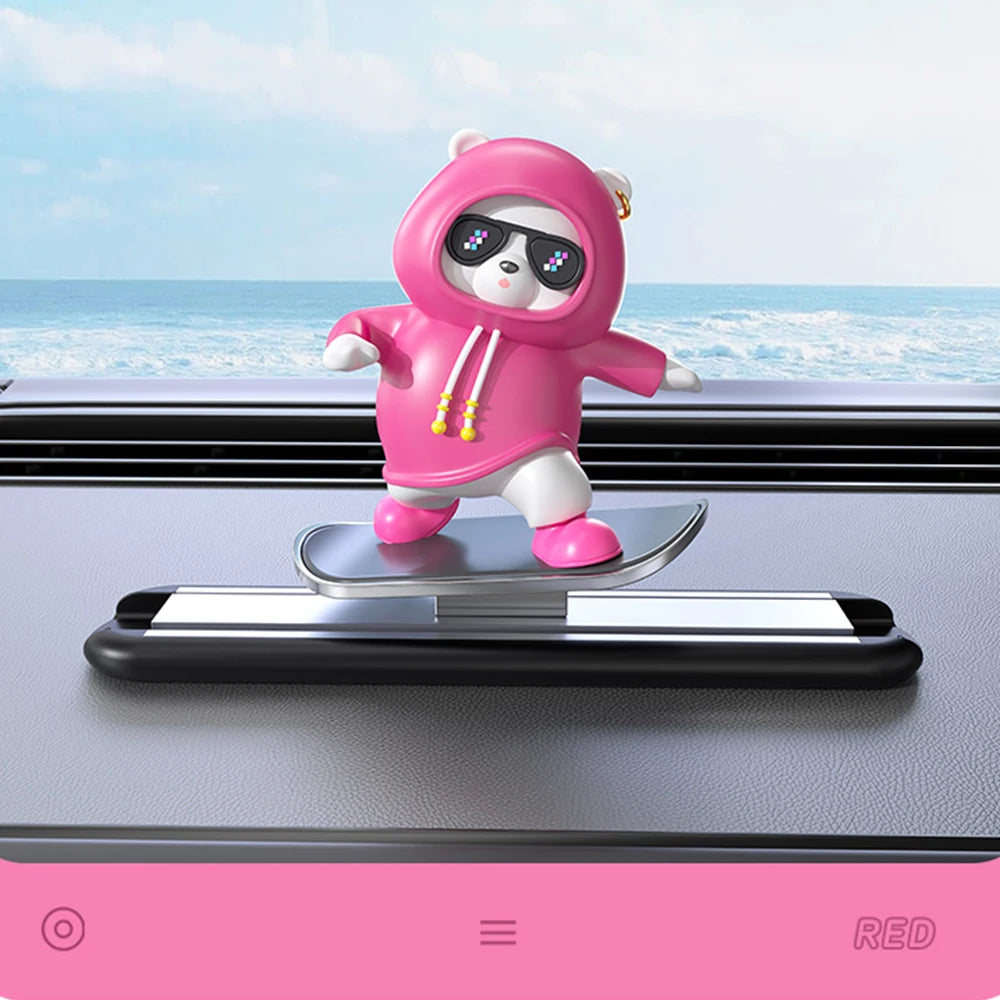 Decorative Skateboarding Bear for Car Dashboard