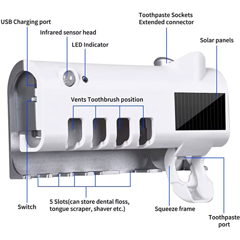 UV Sterilizing Toothbrush Holder With Toothbrush Dispenser