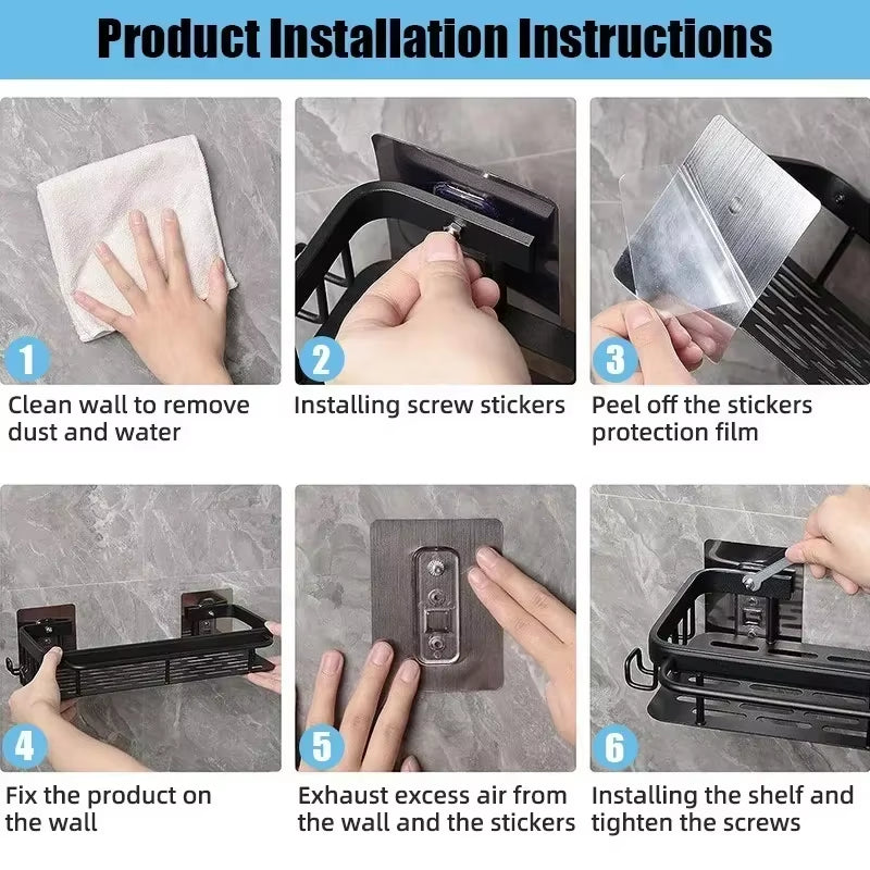 No Drill Bathroom Organizing Shelf
