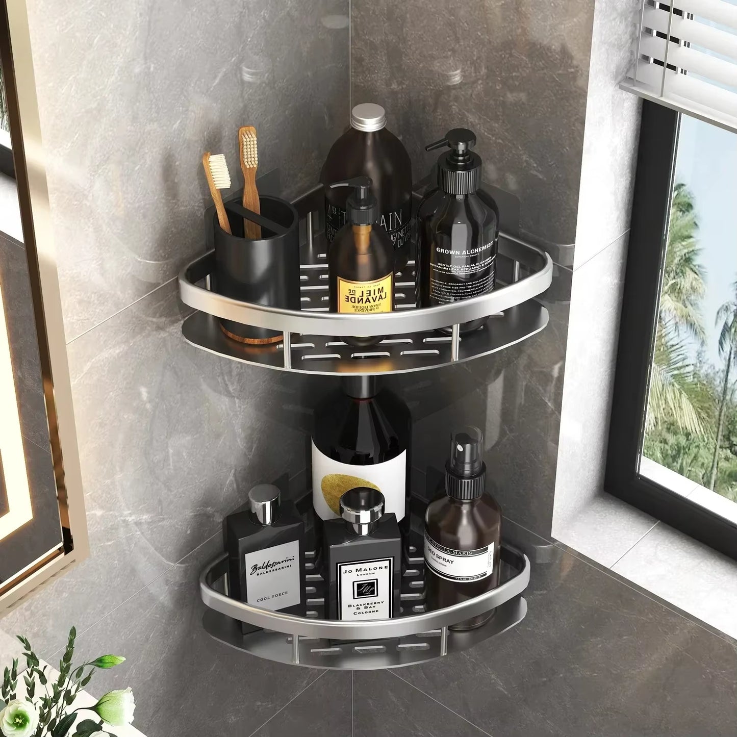 No Drill Bathroom Organizing Shelf