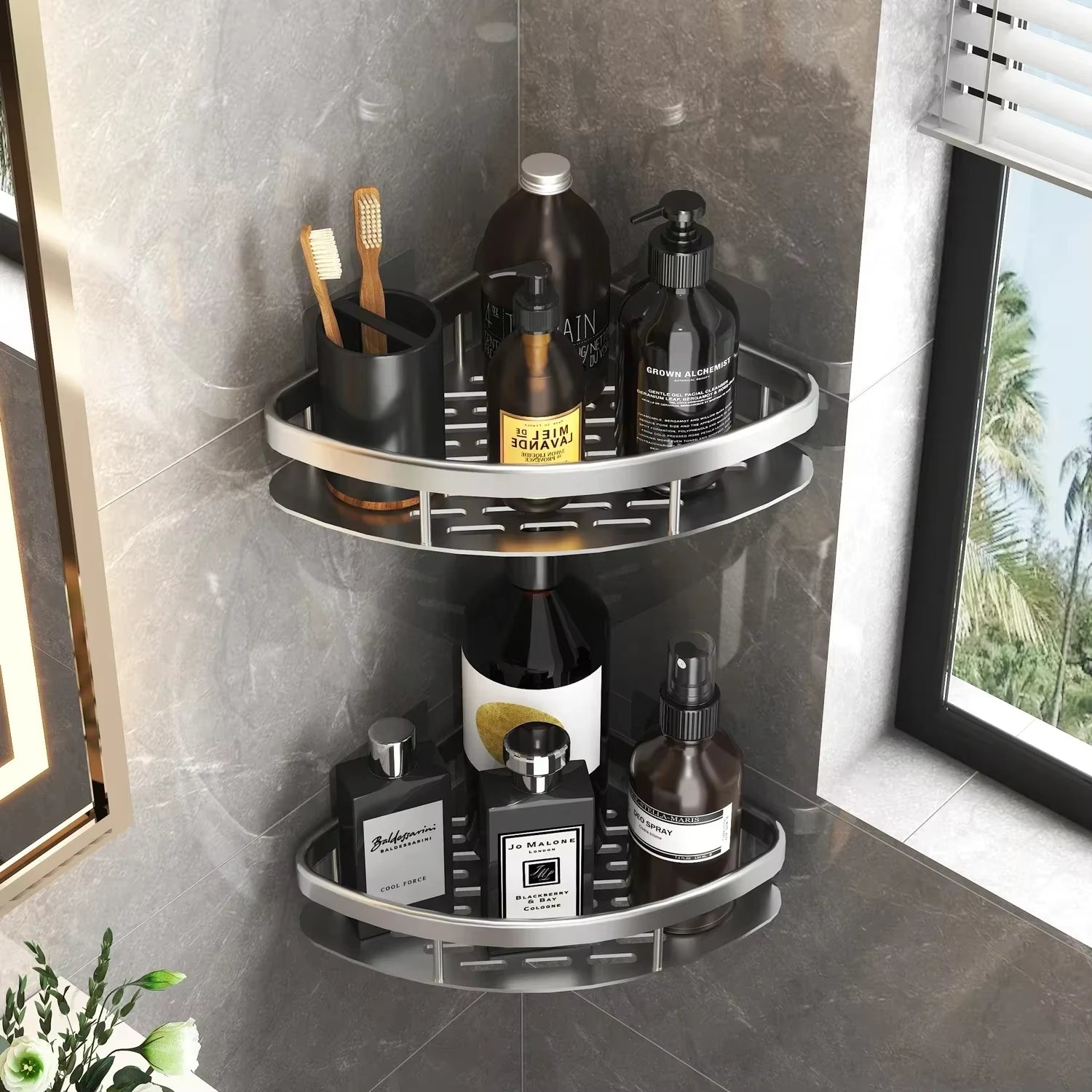 No Drill Bathroom Organizing Shelf
