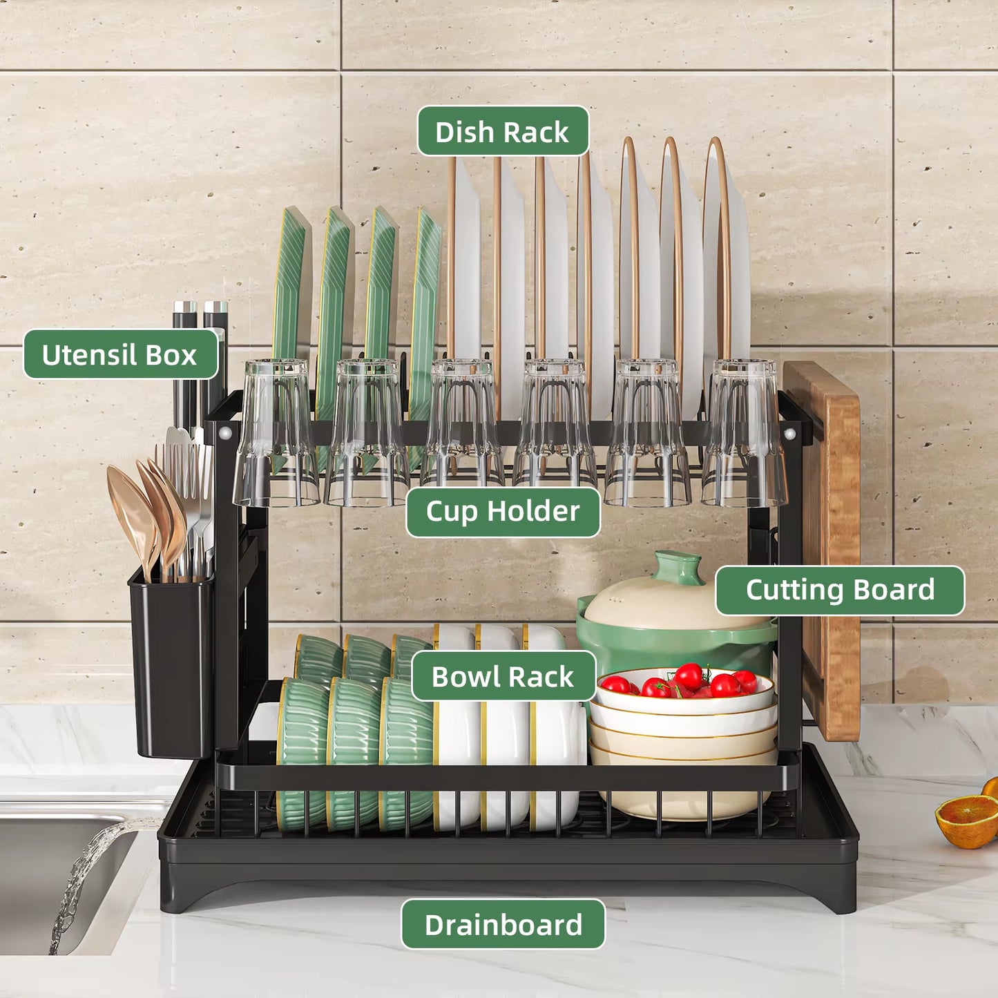2 Tier Dish Drying Rack