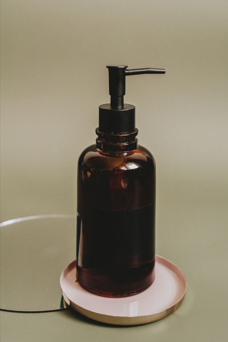 Frosted Glass Soap Dispenser with Brushed Aluminium Pump